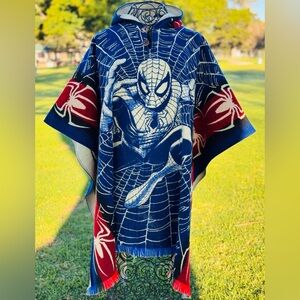 Spider man Adult size alpaca poncho, handcrafted in Ecuador, one size.Unisex